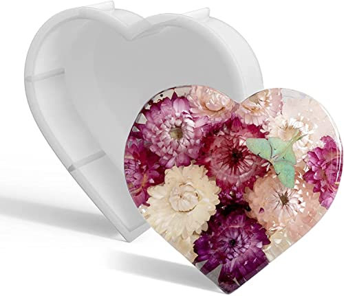 Guanyj Groß Resin Silikonformen Epoxidharz, Herzform Silikonform Epoxidharz Kristalle Silikonformen für Harzgießen,Silikonform Gießform,die Erhaltung von Blumen, DIY-Hochzeit Jubiläumsgeschenk