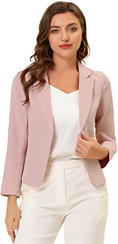 Allegra K, Blazer casual elegante aperto sul davanti, per ufficio e lavoro, casual, leggero ed estivo, corto