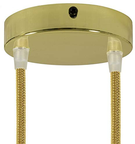 Baldachin für Texilkabel, Lampen Baldachin Metall. 1/2/3/5/7 Loch. Weiß, Schwarz, Chrom, Kupfer, Messing, Perlschwarz (2 Loch Messing)