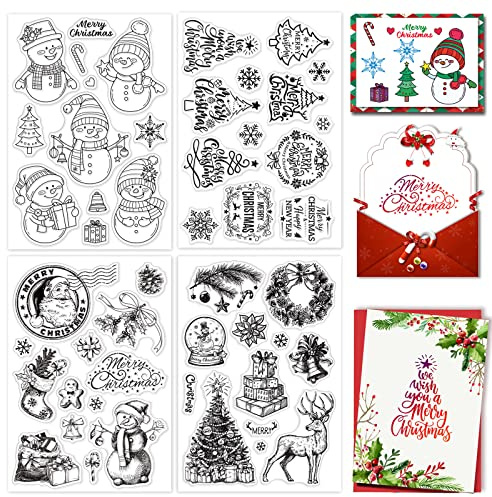 craspire Weihnachts-Klarstempel, Silikonstempel, Siegelbaum, Stechpalme, Transparente Silikonstempel Für Weihnachten, Neujahr, Kartenherstellung, Dekoration, DIY, Scrapbooking, Prägung, Album, Dekor