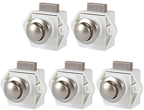 10 / 5PCS. Camper Car Push Lock 20mm RV. Caravan Boot Motor Home Cabinet Schublade Latch Button Schlössern für Möbel Hardware (Color : 5pcs White)