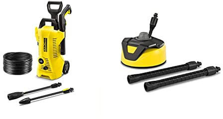 Kärcher Hochdruckreiniger K 2 Premium Power Control & Flächenreiniger T-Racer T 5 (Spritzwasserschutz, für große Flächen, Zwei Flachstrahldüsen, Handgriff für senkrechtes Arbeiten)