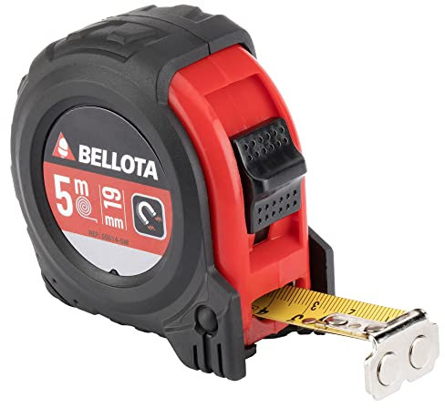 Bellota 50014-5 M - Flexómetro Bimaterial Inoxidable de 5 m con Imán para Trabajos de Medición