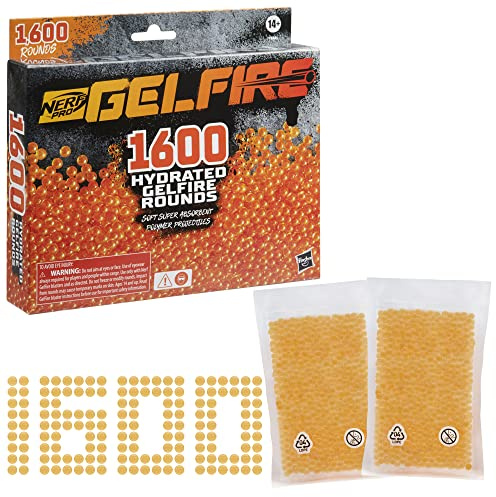 Nerf Pro Gelfire Round Refill, 1600 Hydrated Gelfire Rounds, Use With Nerf Pro Gelfire Blasters, Orange