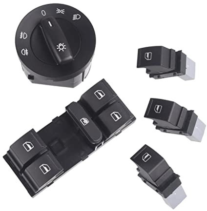 HASMI Auto-Power-Fenster-Taste-Scheinwerferschalter kompatibel for Vw. Kompatibel for Jetta. Mk5. Kompatibel for Golf 5 6 Kompatibel for Tiguan for Passat kompatibel B6 CC 7L695985. 5B 1K4959857 1K094