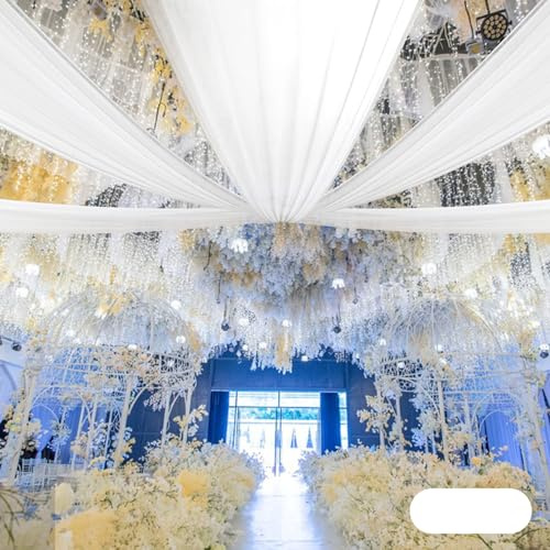 Ceiling Drapes for Weddings 6Pcs Ceiling Curtain Chiffon Ceiling Decorations Floor to Ceiling Curtains for Party Wedding Arch,DIY Wedding Arch Draping Fabric Chiffon Curtains (White, 5*15ft)
