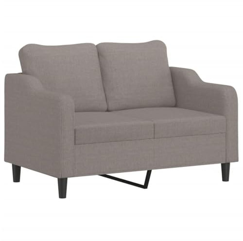 vidaXL Sofa 2-Sitzer, Loungesofa Couch mit Armlehnen Rückenkissen, Wohnzimmersofa Designsofa mit Metallgestell, Sitzmöbel Zweisitzer, Taupe Stoff