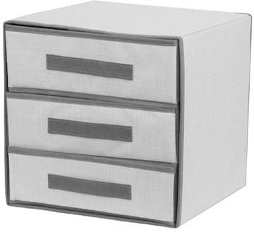 GREATOYAR Organizadores de Cajones de Ropa Interior, Caja de Almacenamiento de Cajon, Cajon de Tela Plegable, para Ropa Interior, Calcetines, Corbatas y Bufandas, 3 Niveles, 30x29x22cm