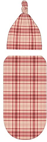 Oudrspo Rotes Gitter, dünne Linie, Baby-Pucktücher, verstellbares Wickelset, Größe S/Medium, 0–6 Monate, Neugeborene, Pucktücher