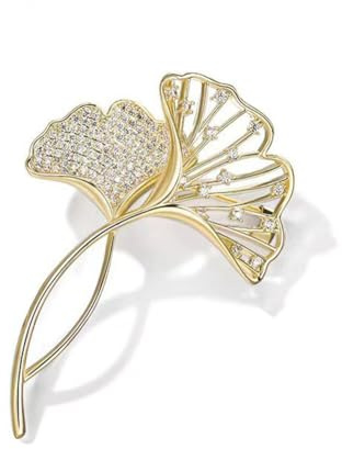 Blatt Kristall Brosche Pins Brosche Gold Ginkgo Pins Brosche Vintage Blätter Dekorative Anstecknadel Brosche Knöpfe Strickjacke Clip Revers Clip Shirt Clip Schmuck Für Frauen Mädchen Geschenke