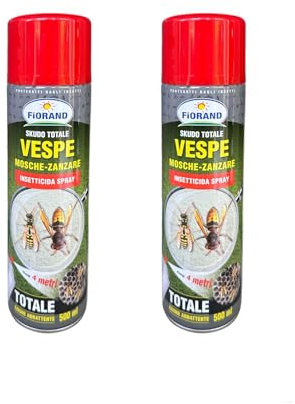 Contro Vespe Calabroni Mosche Zanzare Insetticida Spray da 500 ml Getto Fino 4 Metri Jet Schiumogeno 750 ml Contro Nido (2 Spray 500 ml)