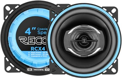 RECOIL RCX-4 10cm (4 Zoll) Auto Koaxiallautsprecher 2-Wege Hi-Fi Paar | 100W Max, 50W RMS, Polypropylen Konus, Butyl-Sicke, Integrierte Frequenzweiche
