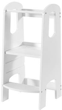 Rebecca Mobili Torretta Montessori, Torre di Apprendimento, MDF, Bianco, Adatta da 18 a 36 Mesi, Regolabile in 3 Posizioni, Robusta - Misure HxLxP: 86 x 41 x 38 cm - Art. RE7127
