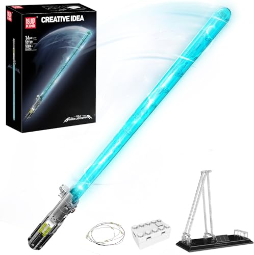 Mould King 10139 Technik Lichtschwert Klemmbausteine Bausatz Kit, Wiederaufladbar Schwert Modell Bausatz mit Beleuchtung und Halterung, Cosplay Lichtschwert für Erwachsene/Jugendliche (1089+ PCS)