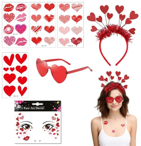 LDBKLGHJ Cupids Fluch Herz Haarreif - Amor Kostüm für Damen mit Herz Sonnenbrille, Amor Pfeil und Bogen - Liebenswert und stilvoll!
