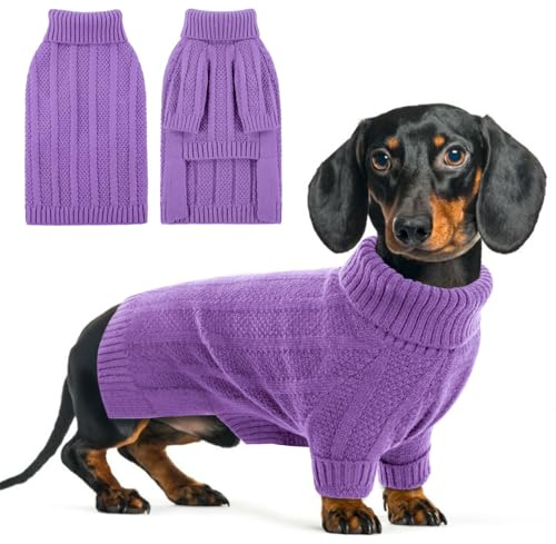 Queenmore XS Dog Jumper, Soft & Cozy Chihuahua Dog Sweater for Boys Girls, Teacup, Cats, Kitten (Purple, XS)