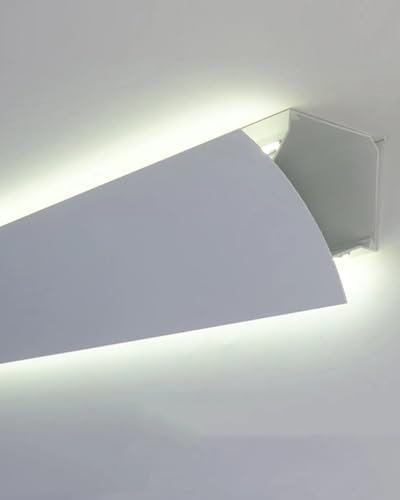 Molduras Techo Perfiles de Aluminio para Montaje en Superficie, Iluminación de Zócalos, Techos, Pisos, Paredes, Difusores de Corona, Canaletas, Cableados Ocultos, Molduras de Cornisa, Decorativos(7 pi