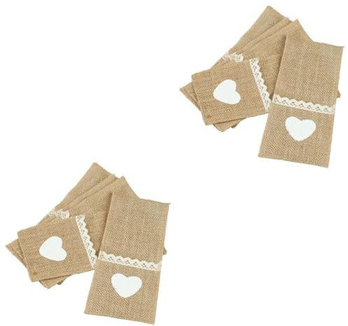 Cabilock 10stücke Vintage Leinen Bestecktaschen Mit Spitze Für Hochzeiten Feiern Und Weihnachten Dekorative Tischdeko Und Praktische Besteckhalter Natürlichem Jute Mit Nostalgischem