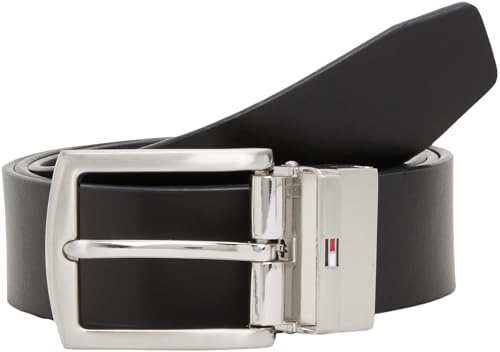 Tommy Hilfiger Uomo Cintura Denton 3,5 cm Reversibile, Multicolore (Space Blue/Arctic Spruce), 100 cm