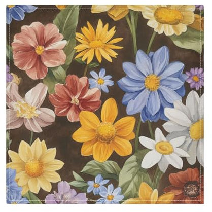 Ölgemälde mit bunten Retro-Blumen, Vintage-Servietten, wiederverwendbar, waschbar, Stoffservietten, Jute, Hochzeits-Serviette, Stoffservietten, 6 Stück, 50,8 x 50,8 cm