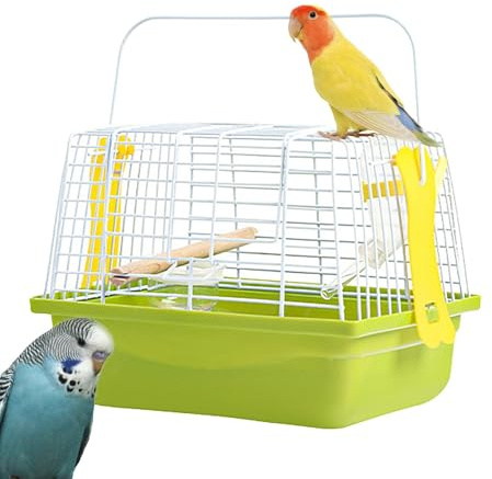 Tewzafiya Transportbox Für Vögel Und Kleintiere 23x17x17 cm Tragbar Vogelträger Mit Tragegriff Vogelträger Reisetasche Mit Sitzenstangen Atmungsaktiver Vogelkäfig Für Vögel Wellensittiche