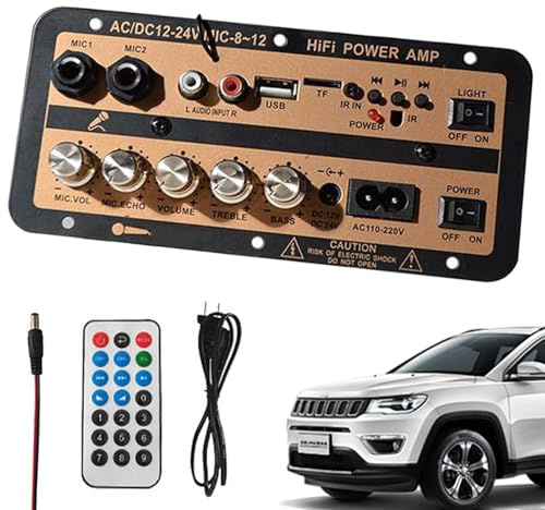 Scheda di amplificazione audio per auto, scheda di amplificazione per auto, modulo AMP stereo 12 V e 24 V con display digitale, scheda di altoparlanti wireless con telecomando, kit elettronico per la