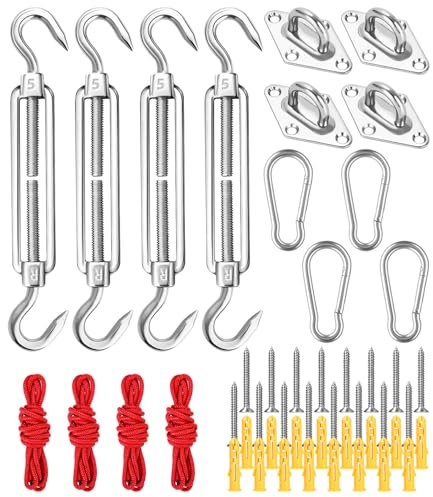 M5 Sonnensegel Befestigungs Kit, 304 Edelstahl Sonnensegel Befestigungsset, sonnensegel Zubehör zur sicheren Montage von viereckigen und dreieckigen Sonnensegeln, Awnings Mounting Assembly