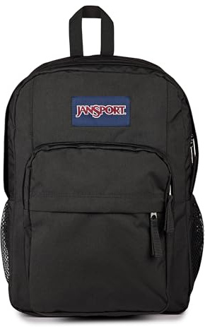 JANSPORT Big Day Rucksack – Großer 26L Alltagsrucksack für Schule, Reisen & Freizeit, mit 15’ Laptopfach, mehreren Fächern & Flaschenhalter, 43.5 x 19 x 32.5 cm, Schwarz