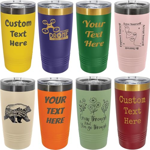 OEZZO 20oz Customized Stainless Steel Tumbler, Customizable Laser Engraved Design, Personalized Double Wall Insulated Travel Tumblr, Ion Plated for 2x Heat and Cold Resistant