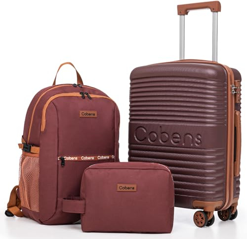 Carry-on Luggage 22x14x9 Airline Approved, 3 Piece Luggage Sets, Red | Suitcases with Wheels, ABS Lightweight Hardshell Luggage Set, TSA Lock, 20inch Suitcase