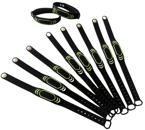 JW Lot de 10 bracelets réglables en silicone avec puce M1 RFID 1 K Connecté à 13,56 MHz Étanche Contrôle d'accès Protocole ISO14443A (Noir)