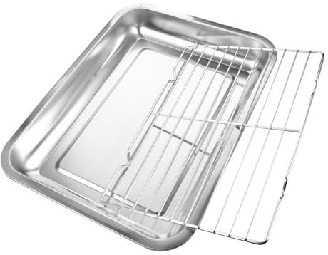 COLLBATH Plateau de Service Inox Rectangulaire Double Couche avec Égouttoir Plateau Snack Multifonction pour Fruits et Apéritifs Usage Familial et Restauration et Facile à Nettoyer