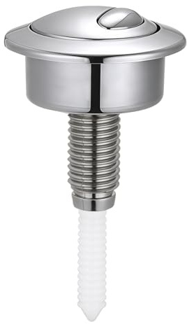 Toilet Flush Button Compatible with Twyford Siamp Optima 49, 39–42mm Holes | Dual Flush Toilet Push Button, Round Silver Push Button Toilet Flush Replacement for Cisterns, ABS Assembly