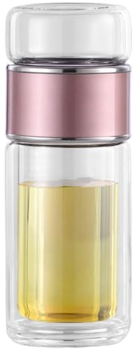 Yardwe Botella de Té de 250 Ml Infusor de Acero Inoxidable 304, Taza de Vidrio para Infusiones de Hojas Sueltas, Portátil y Resistente a Altas Temperaturas, Adecuado para Té y Agua