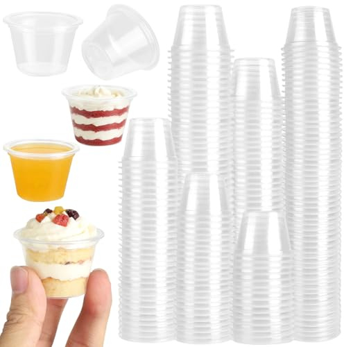 ZEFAN 300 st. snapsglas i plast 30 ml/3 cl, genomskinliga shotglas i plast, PP snapsbehållare i plast, små shotglas för fest, dessert, bröllop