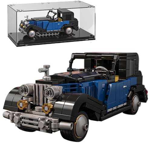 Oldtimer modellbil klämbyggstenar byggsats, 309 delar, cabriolet sportbil klämbyggstenar byggsats klassisk fordon samlarmodell med displaybox, STEM present för vuxna tonåringar från 6