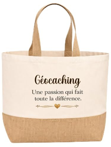 Sac jute Géocaching une passion Cadeau Anniversaire idée cadeau femme