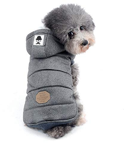 Zunea Hunde Wintermantel für Kleine Hunde Weich Fleece Winterjacken Kapuzenpullis Winddicht Welpenmantel Weste Chihuahua Hundekleidung Katzen Bekleidung für Kaltes Wetter Grau XXL