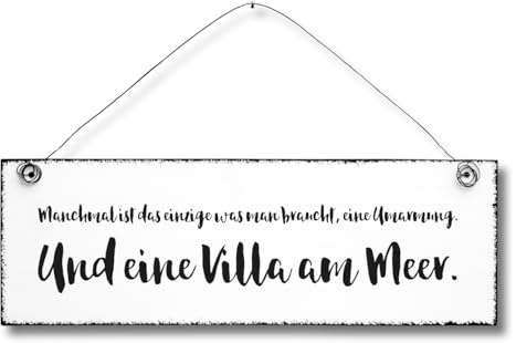 Villa am Meer - Dekoschild Türschild Wandschild Holz Deko Schild 10x30cm Holzdeko Holzbild Deko Schild Geschenk Mitbringsel Geburtstag Hochzeit Weihnachten