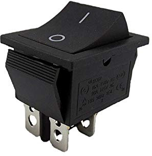 Einbau Wippschalter 2 polig (4pin) 16A 250VAC 28.5 * 21.5mm Wippe unbeleuchtet (Schwarze Wippe)