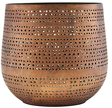 House Doctor Kerzenständer, Perfo, h: 16,5 cm, Dm: 18 cm, Farbe und Finish variieren können, Baumwolle, Leinen, Kobber
