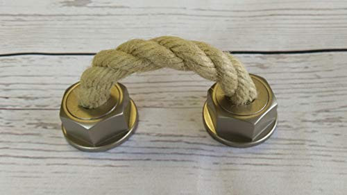 LGM-Beschlag Möbelgriff Rope, Landhaus, Vintage, Seil, Kunststoff metallisiert - warmgrau, Schnur - beige, 101 mm x 50 mm x 37 mm, LA 64 mm, 51654