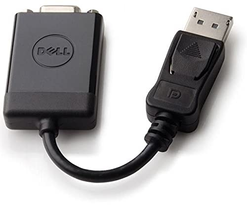 Dell Adaptador de DisplayPort a VGA (reproducción de películas en un proyector de Cine en casa), Compatible con una resolución máxima de vídeo de 1920 x 1200 píxeles, Plug & Play, Color Negro
