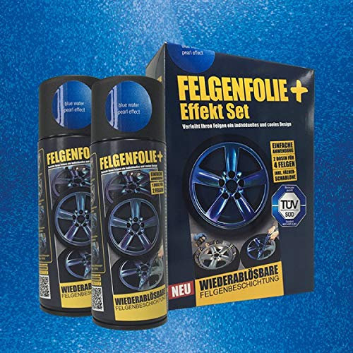 mibenco FELGENFOLIE+ Effekt Set, 2 x 400 ml, Perleffekt, Blue Water Pearl Effect (€ 3,75 / 100 ml)
