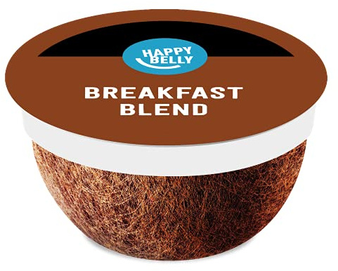 Amazon Brand - Happy Belly Breakfast Blend Compostable Coffee Pods, Light Roast, Compatible with K-Cup Brewer, 96 Count