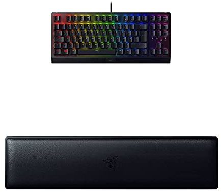 Razer Bundle BlackWidow V3 Tenkeyless (Green Switch) - Kompakte Gaming Tastatur im QWERTZ, DE-Layout + Ergonomische Handballenauflage für Tastaturen ohne Ziffernblock | Schwarz