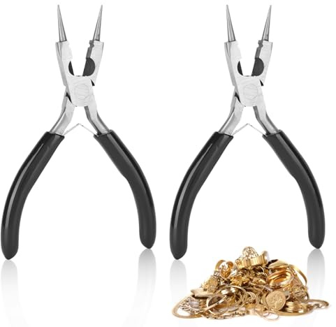 2 pièces pinces à bijoux pour la fabrication de bijoux, 4 en 1 pince multifonctionnelle à bec effilé pour les outils de fabrication de bijoux d'emballage de fil