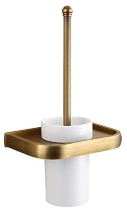SlimpleStudio Spazzolone Scopino Holder Costruzione D' Ottone Solida Base Tazza di Ceramica D' Ottone Antico / / Rosa D' Oro D' Oro/Bronzo Lucidato Olio Spazzola per la Pulizia della Toilette