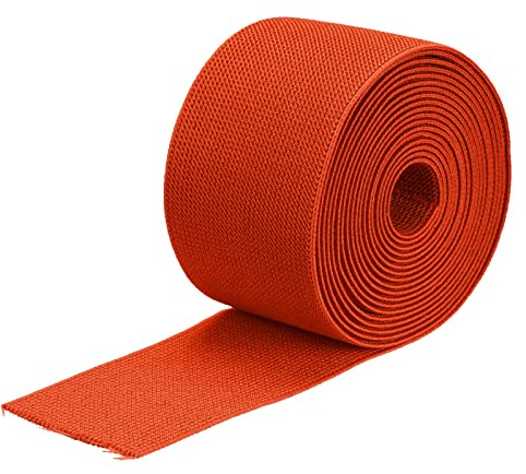 sourcing map Banda elástica ancha de sarga de doble cara de 75 mm (3 pulgadas), banda elástica tejida plana de 4 yardas, carrete elástico pesado, correa elástica naranja y amarillo para coser, cintura