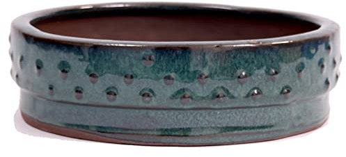 Bonsai - Schale rund 19 Ø x 5,5 cm, blaugrün, Trommelschale 22879